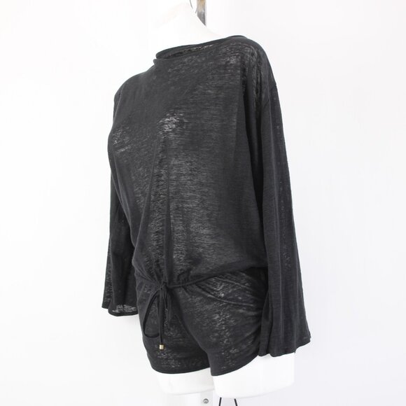 Vitamin A Romper NEW $150 Sz XS Black Sheer Open Back 100% Linen Romper - Picture 4 of 15